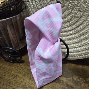 Pink and White Cow Print Strechy Yoga Headband